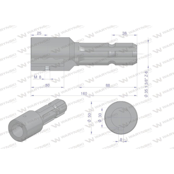 Redukcja adapter na wpust otwór wew. Q 30 mm na wałek 1 3/8 