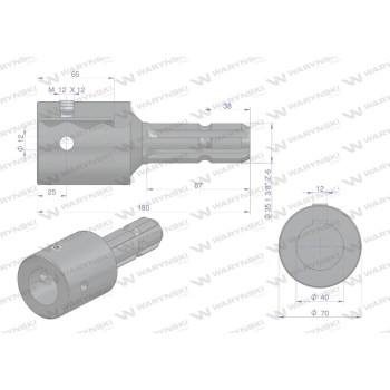 Redukcja adapter na wpust otwór wew. Q 40 mm na wałek 1 3/8 