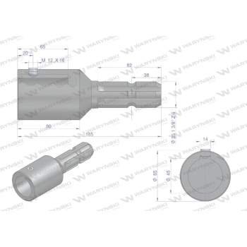 Redukcja adapter na wpust otwór wew. Q 45 mm na wałek 1 3/8 