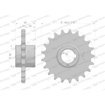 Koło łańcuchowe stalowe hartowane Z-21 3/4 fi-35 5057020110 zastosowanie Bizon WARYŃSKI-14069