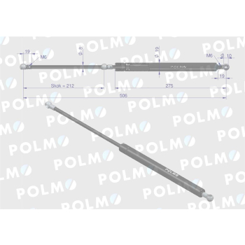 Siłownik szyby przedniej tylnej L max. 506mm 4399080P DEUTZ POLMO-14280