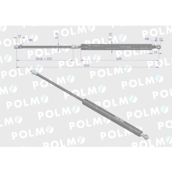 Siłownik szyby przedniej tylnej L max. 534mm 4415238P DEUTZ HÜRLIMANN POLMO-14295