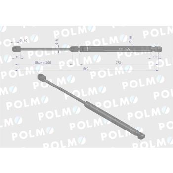 Siłownik szyby przedniej L max. 506mm CA592285P FENDT POLMO-14328