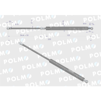 Siłownik drzwi L max. 205mm 81878231P FORD POLMO-14340