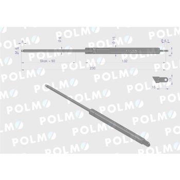 Siłownik szyberdachu L max. 230mm AL28649P JOHN DEERE POLMO-14355
