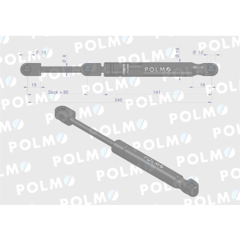 Siłownik szyby przedniej, szyby drzwi L max. 240mm 1284622C1P CASE IH POLMO-14370
