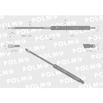 Siłownik maski silnika L max. 400mm 1531489C0P CASE IH POLMO-14373