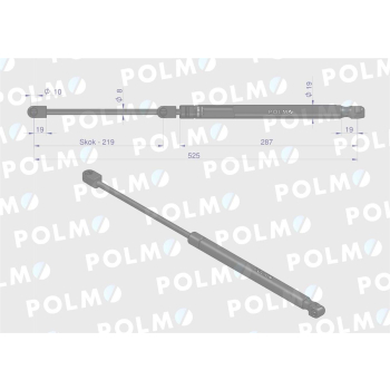 Siłownik  szyby tylnej L max. 525mm 3301920M91P MASSEY FERGUSON LANDINI POLMO-14421