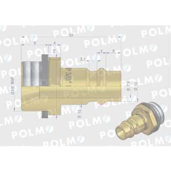 Szybkozłącze pneumatyczne P26 NW7.2 wtyczka 3/8