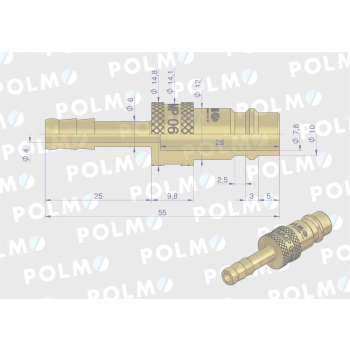 Szybkozłącze pneumatyczne P26 NW7.2 wtyczka pod wąż DN06mm POLMO-14585