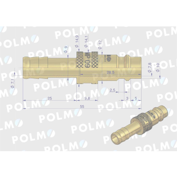 Szybkozłącze pneumatyczne P26 NW7.2 wtyczka pod wąż DN09mm POLMO-14591