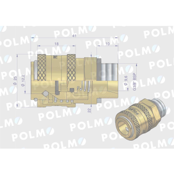 Szybkozłącze pneumatyczne P26 NW7.2 gniazdo 3/8