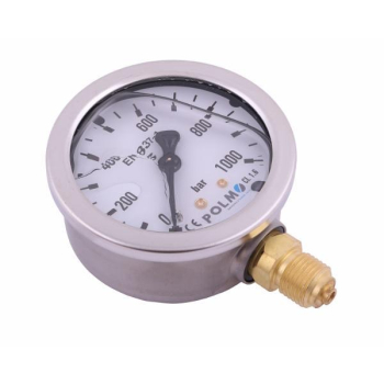 Manometr glicerynowy M63 0-1000 bar dolne przyłącze G1/4" POLMO