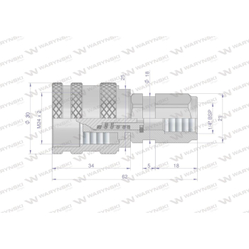 Szybkozłącze hydrauliczne skręcane wtyczka G1/4"BSP gwint wewnętrzny 350bar Waryński