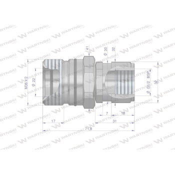 Szybkozłącze hydrauliczne skręcane gniazdo G1/2"BSP gwint wewnętrzny 300bar Waryński