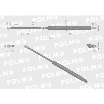 Siłownik pedału sprzęgła L max. 204mm 3583941M1P MASSEY FERGUSON POLMO-15229