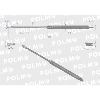 Siłownik maski L max. 385mm 65415046 MASSEY FERGUSON POLMO-15233