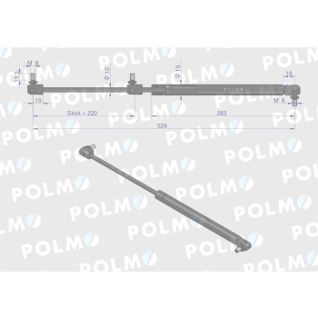 Siłownik L max. 526mm 4274843M1P MASSEY FERGUSON POLMO-15241