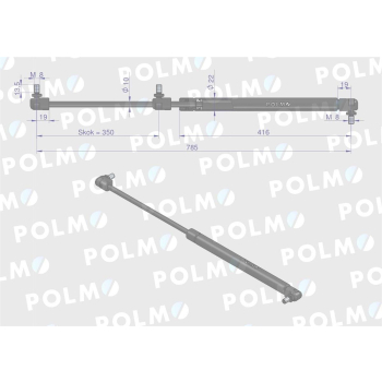 Siłownik maski L max. 785mm 3780734M1P MASSEY FERGUSON POLMO-15249