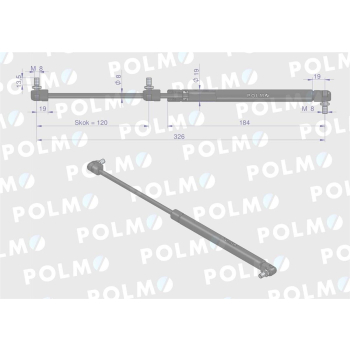 Siłownik drzwi L max. 326mm 65421004 1-99-976-060 STEYR POLMO-15326