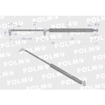 Siłownik szyby tylnej L max. 600mm 65418009 RENAULT POLMO-15353