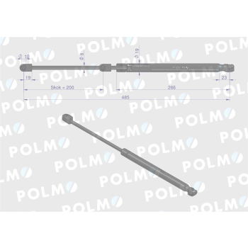 Siłownik szyby przedniej L max. 485mm 65421005 STEYR POLMO-15393