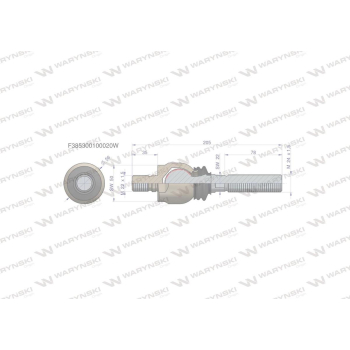 Przegub kierowniczy 205mm- M22x1,5; M24x1,5 F385300100020, F339300020290  WARYŃSKI-15636