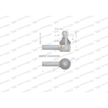 Przegub kierowniczy 101mm- M20 x 1,5 L X800210024000 WARYŃSKI-15643