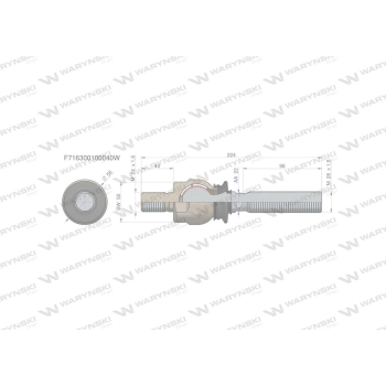 Przegub kierowniczy 224mm- M24x1,5; M26x1,5 F716300100040 WARYŃSKI-15675