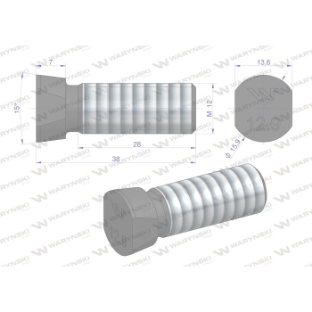 Śruba kpl. płużna oval z dwóch stron ścięta M12x38 mm kl.12.9 zastosowanie Kverneland Waryński M12X38OV2KV-16735