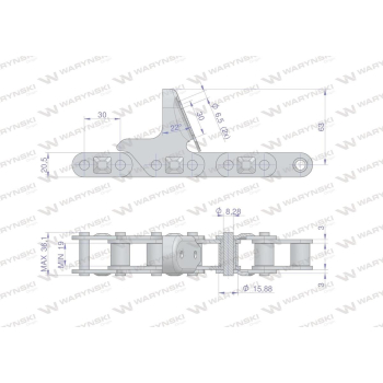 Łańcuch obrywacza kolb kukurydzy CA627-76Ps 8 płytek zastosowanie New Holland 84977231 Waryński-17040