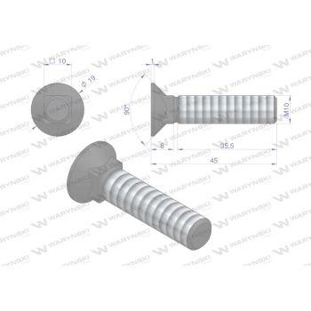 Śruba kpl. płużna podsadzana D 608 M10x45 mm kl.10.9 Waryński-17448
