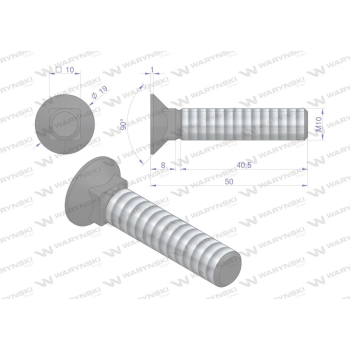 Śruba kpl. płużna podsadzana D 608 M10x50 mm kl.10.9 Waryński-17452