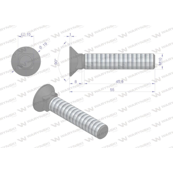 Śruba kpl. płużna podsadzana D 608 M10x55 mm kl.10.9 Waryński-17456