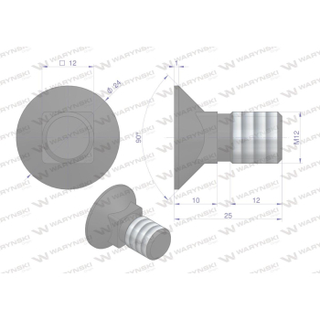 Śruba kpl. płużna podsadzana D 608 M12x25 mm kl.10.9 Waryński-17473