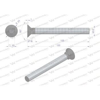 Śruba kpl. płużna podsadzana D 608 M12x120 mm kl.10.9 Waryński-17551