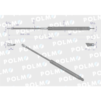Siłownik sprężyna gazowa uniwersalna do prasy L max 685mm 084980  NEW HOLLAND CASE POLMO-17682
