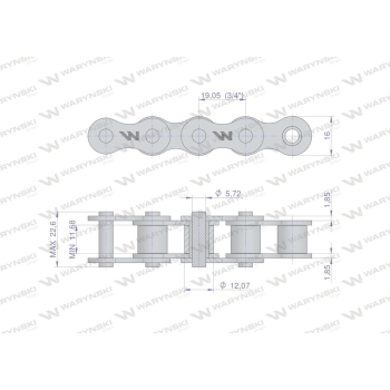 Łańcuch rolkowy 12B-1-68PZ (R1 3/4) mechanizmu zapadkowego zastosowanie Rozrzutnik Waryński-18018