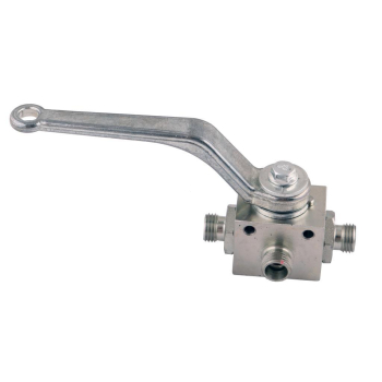Zawór kulowy hydrauliczny 3-drogowy 3/2 M14x1.5 08L z otworami mocującymi 500 bar Waryński-18086