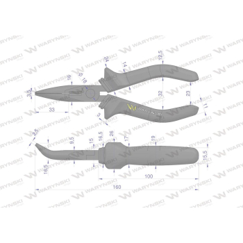 Szczypce wydłużone wygięte 160 mm Waryński-18427