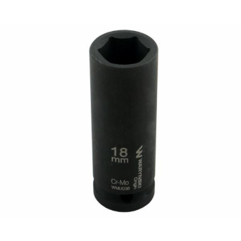 Nasadka udarowa sześciokątna długa 1/2". 18 mm. CrMo. DIN 3129. Waryński