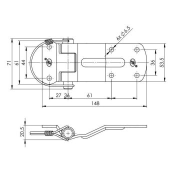 Zawias z kabłąkiem ZW-03.115A zastosowanie przyczepka SPP-19284