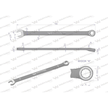 Klucz płasko-oczkowy 6 mm. CrV standard ASME B107-2010 Waryński-19365