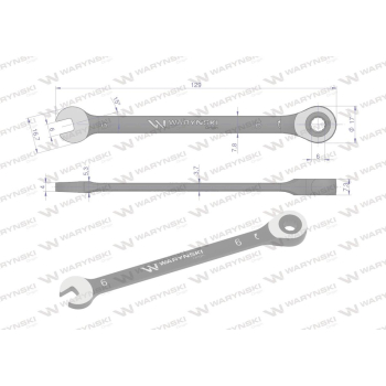 Klucz płasko-oczkowy 6 mm z grzechotką 72 zęby standard ASME B107-2010 Waryński-19773