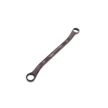 Klucz oczkowy odsadzony 18 x 19 mm. CrV standard ASME B107.9 Waryński
