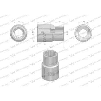 Nasadka sześciokątna 3/4