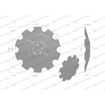 Talerz uzębiony Z-10 fi 520 mocowanie 5 / 105mm grubość 6mm zastosowanie Horsch stal borowa Waryński 28071305-20186