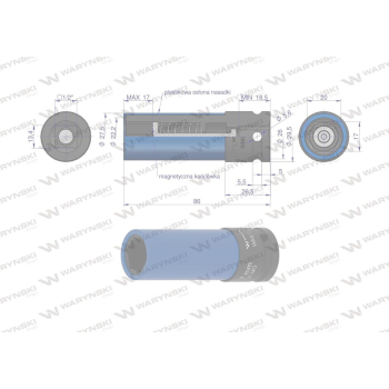 Nasadka udarowa 1/2 z magnesem do felg aluminiowych. 17mm. Waryński-20210