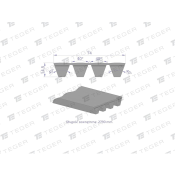Pas klinowy Hard-Belt (T-644404.0) AP1003354 do CLAAS 644404.0 TEGER-20335