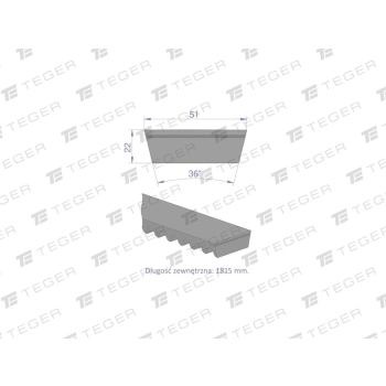 Pas klinowy Hard-Belt (T-702536.0) AP1001200 do CLAAS / DEUTZ-FAHR 702536.0 / 6204313 TEGER-20343